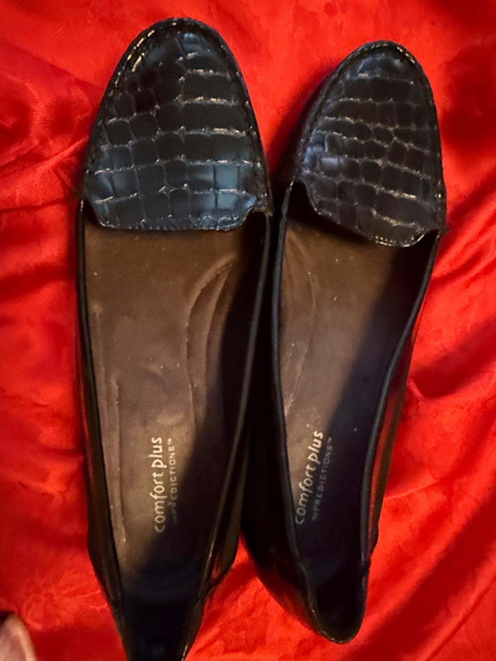 comfort plus by Predictions Black Croc-Embossed Slip-On Loafers